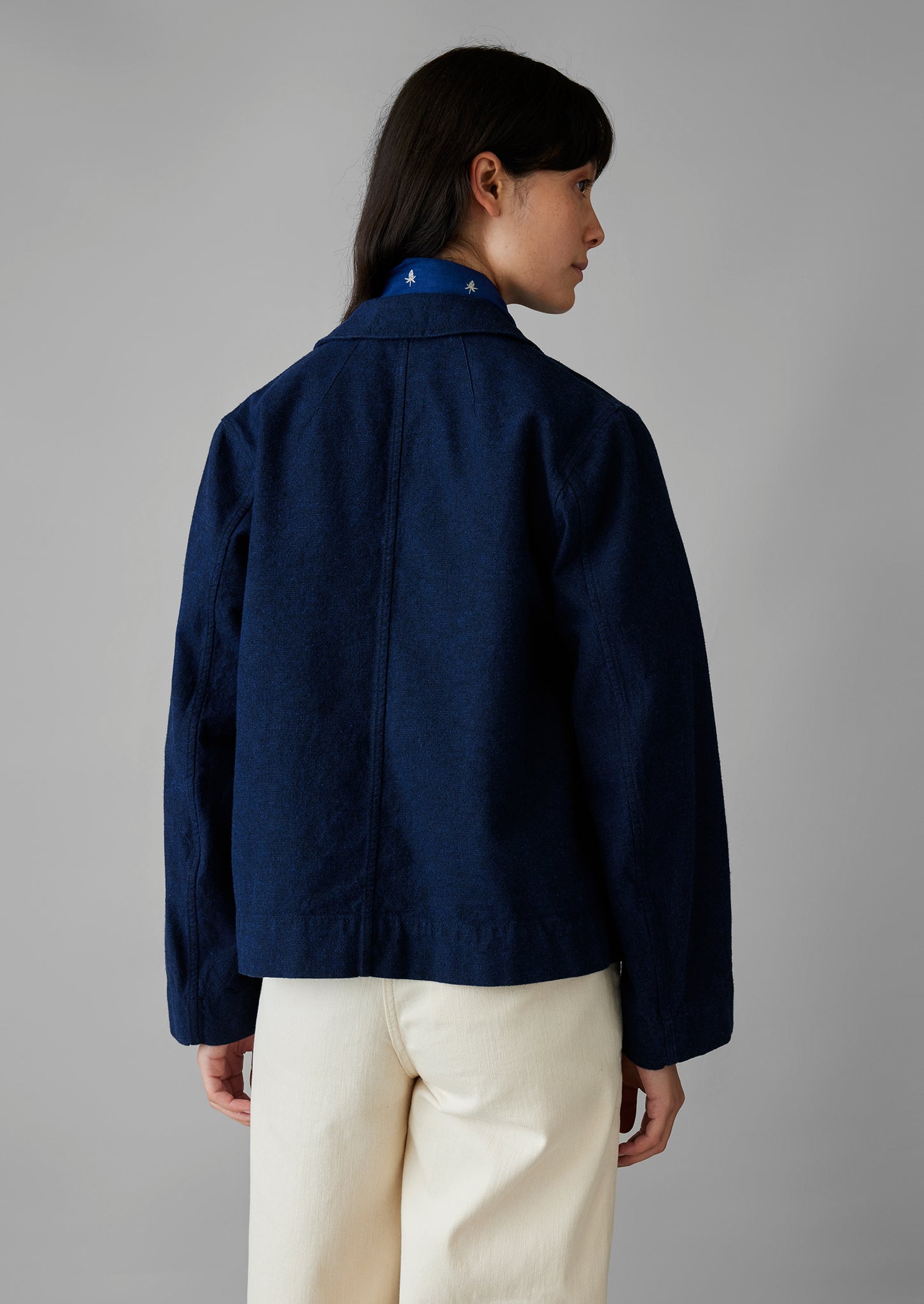 Boxy Hemp Cotton Canvas Jacket | Indigo
