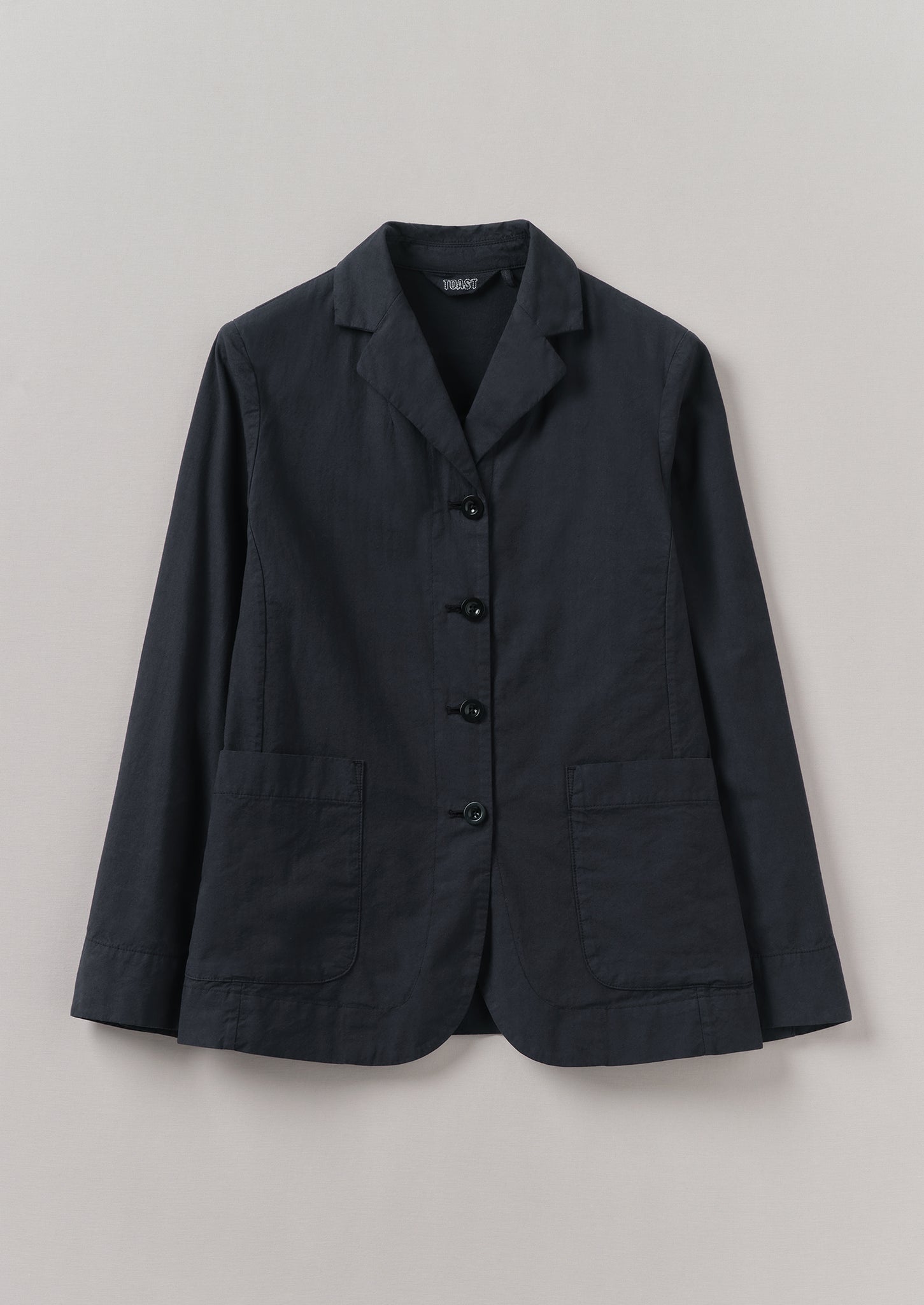 Tailored Cotton Linen Jacket | Raven Blue