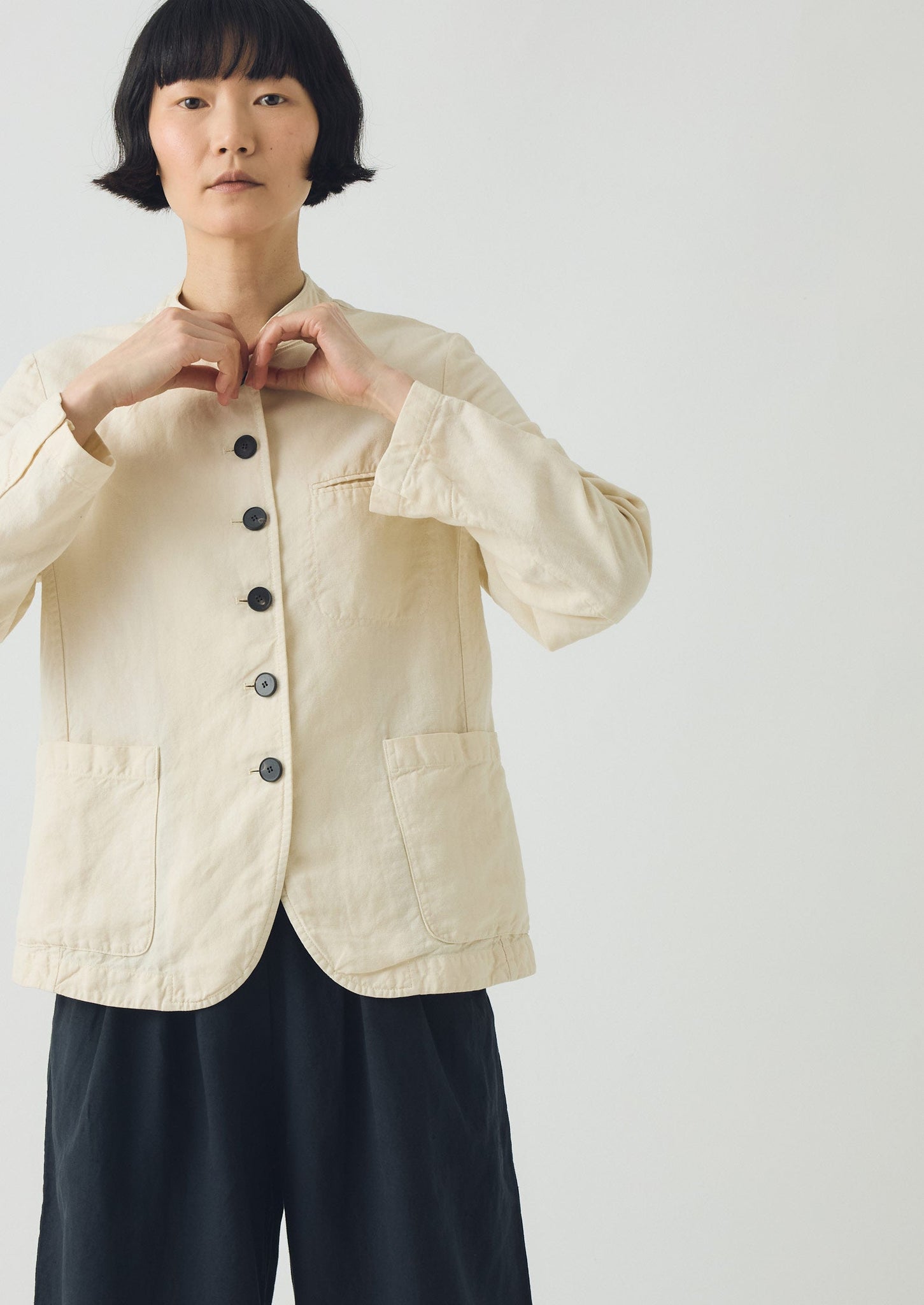 Cotton Linen Neat Jacket | Parchment