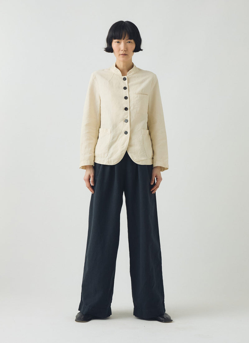 Cotton Linen Neat Jacket | Parchment