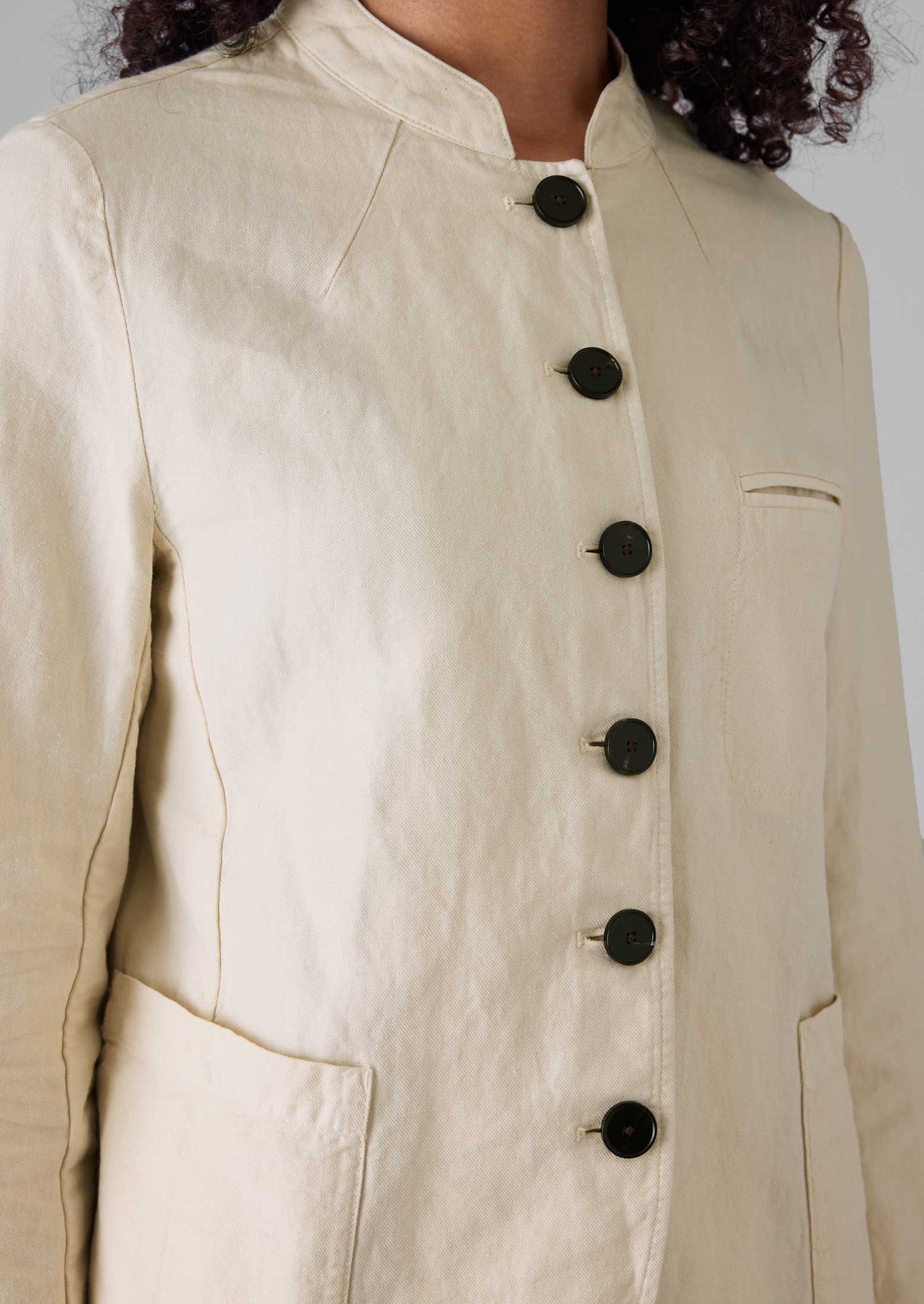 Garment Dyed Cotton Linen Neat Jacket | Parchment