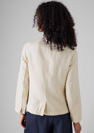 Garment Dyed Cotton Linen Neat Jacket | Parchment