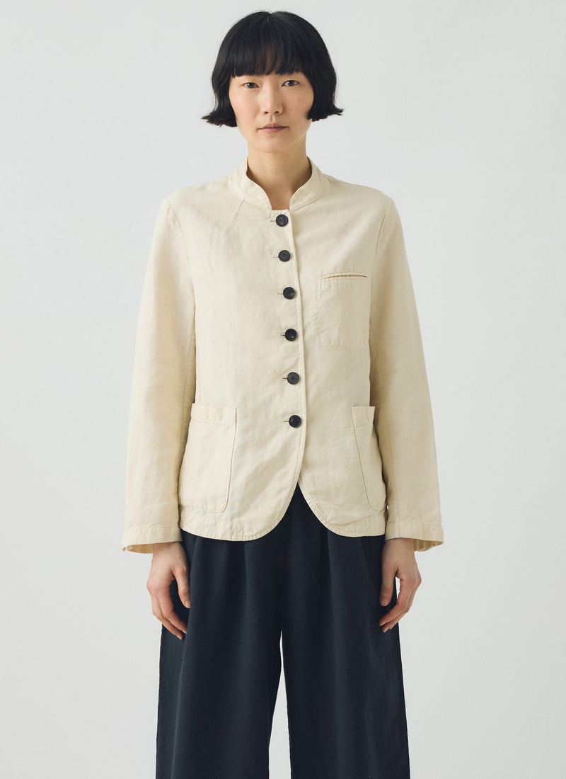 Cotton Linen Neat Jacket | Parchment