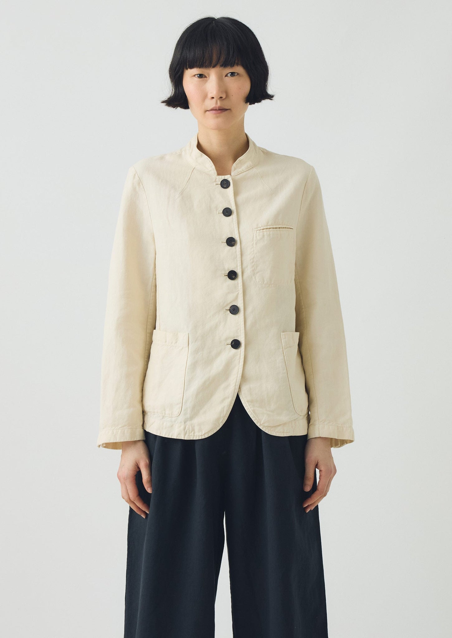 Cotton Linen Neat Jacket | Parchment