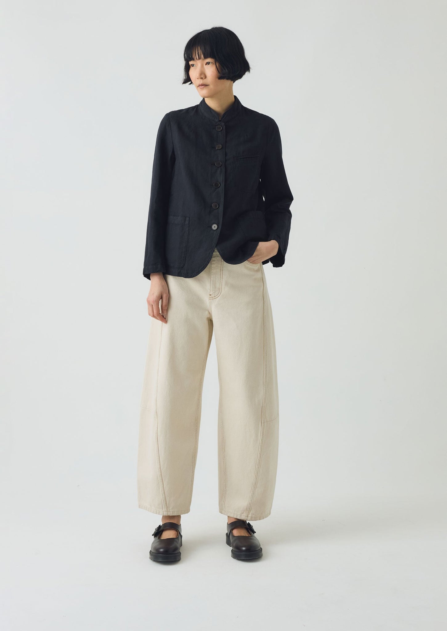 Cotton Linen Neat Jacket | Slate