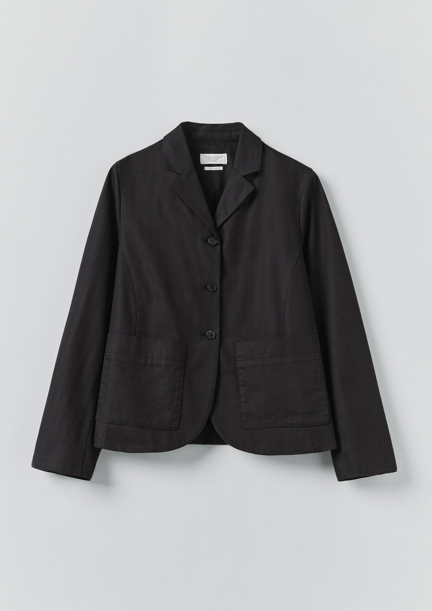 Cotton Wool Herringbone Jacket | Black