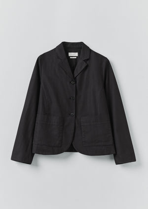 Black Herringbone Wool Jacket