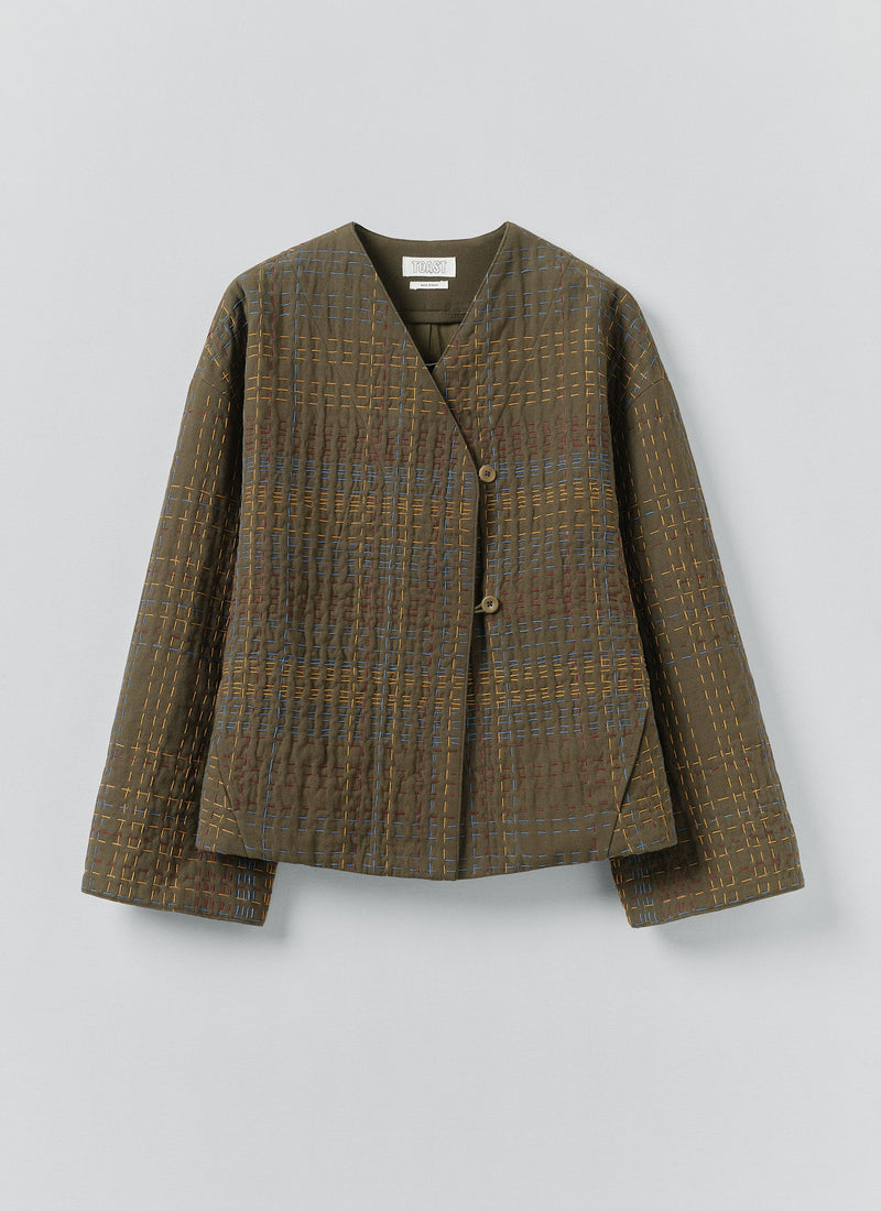Kantha Tweed Cotton Jacket | Multi