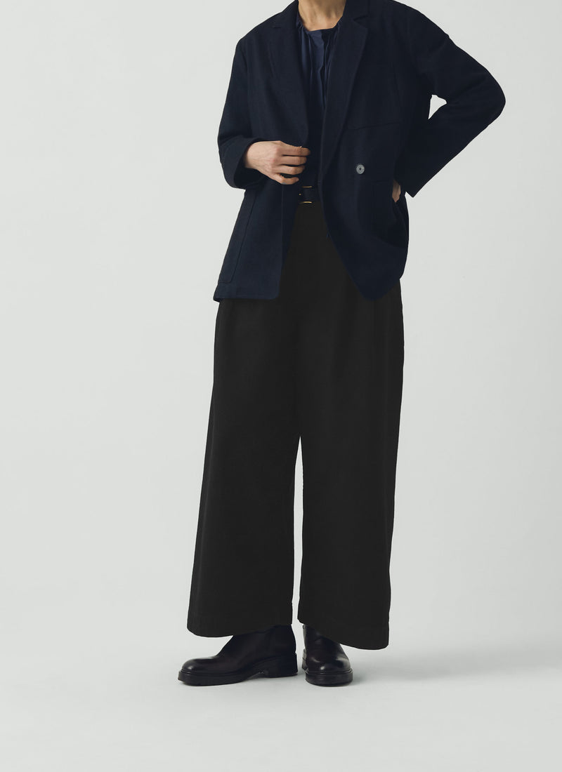 Wool Linen Double Breasted Jacket | Black Indigo