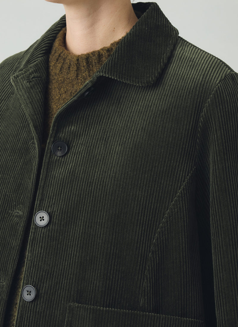 Round Collar Cord Jacket | Pine