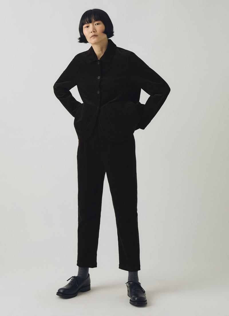 Round Collar Organic Cord Jacket | Anthracite