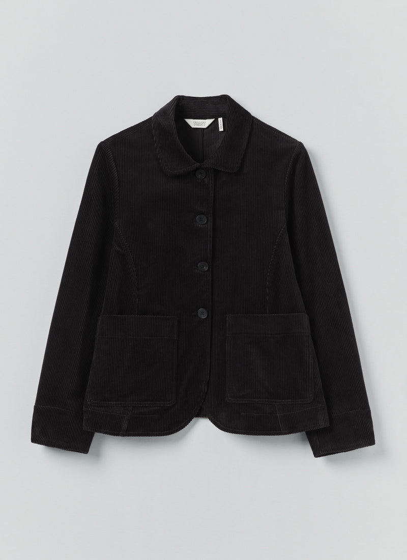 Round Collar Organic Cord Jacket | Anthracite