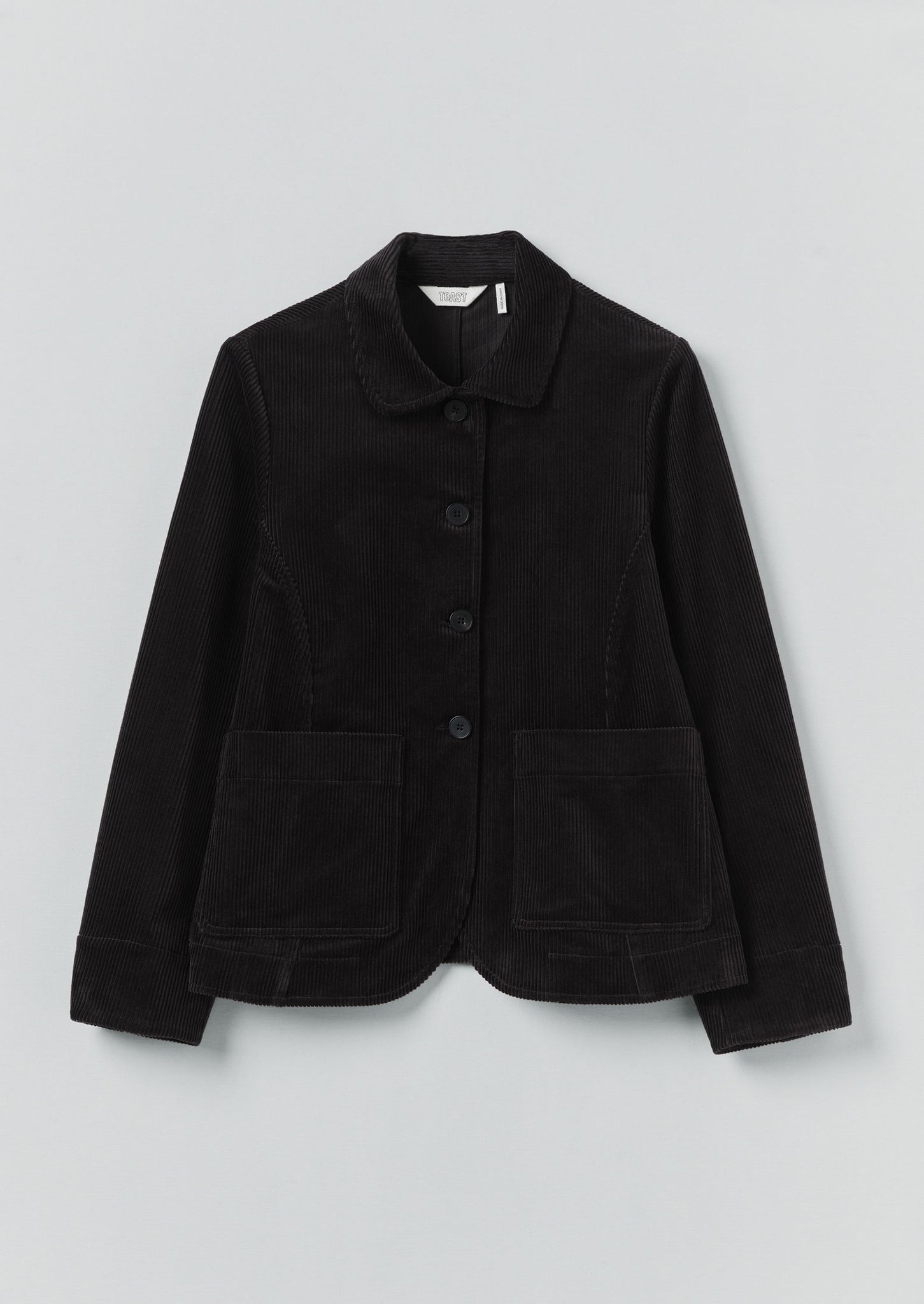Round Collar Organic Cord Jacket | Anthracite