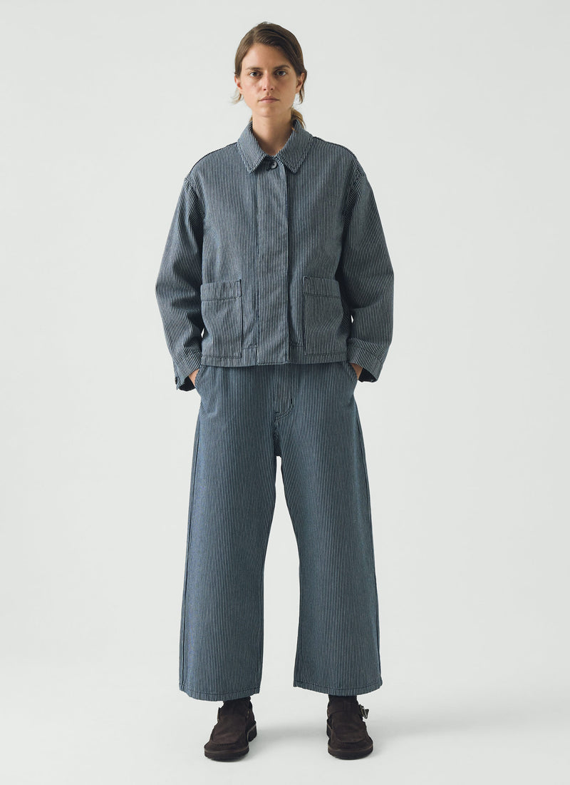 Hickory Stripe Denim Jacket | Ecru/Indigo