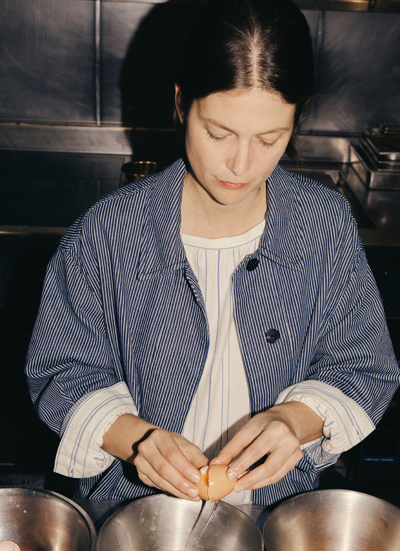 Hickory Stripe Denim Jacket | Ecru/Indigo