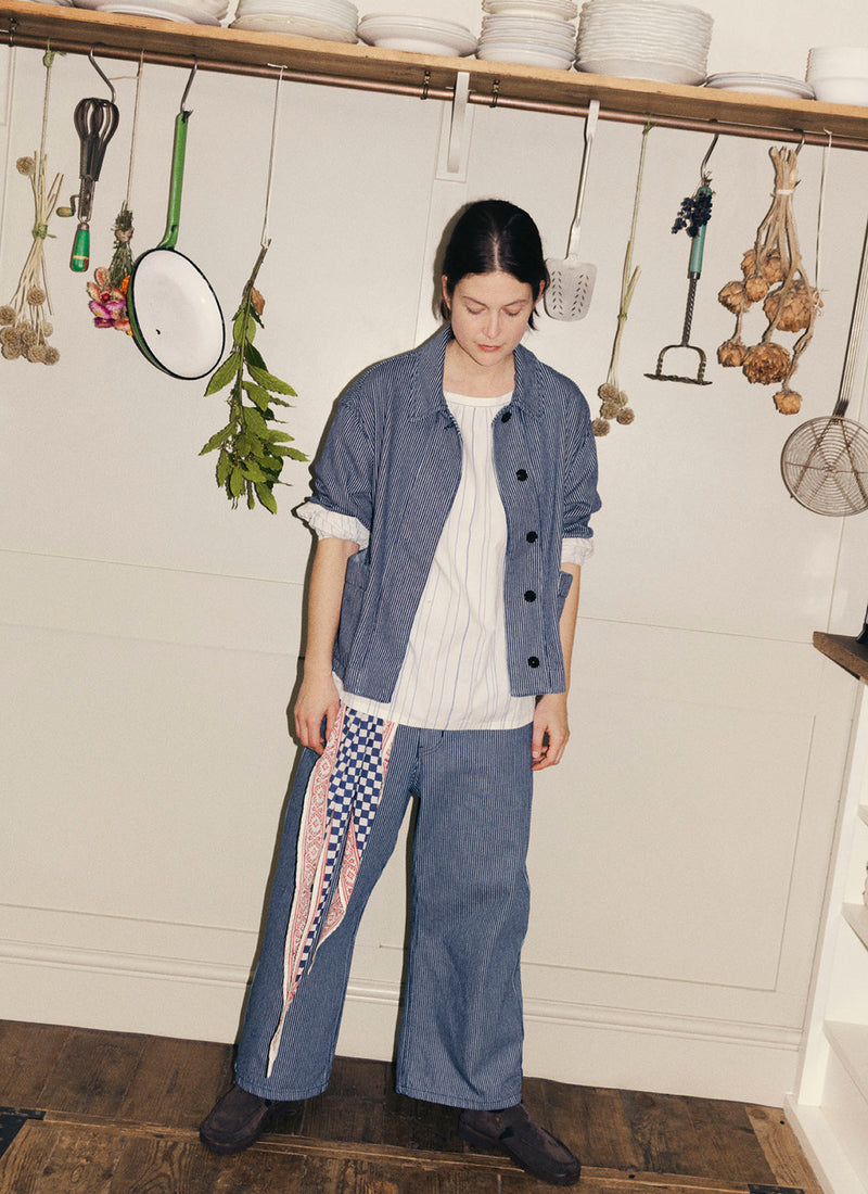 Hickory Stripe Denim Jacket | Ecru/Indigo