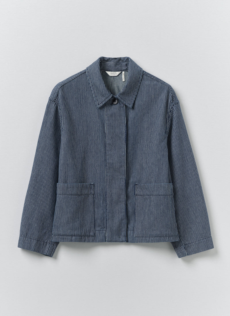 Hickory Stripe Denim Jacket | Ecru/Indigo