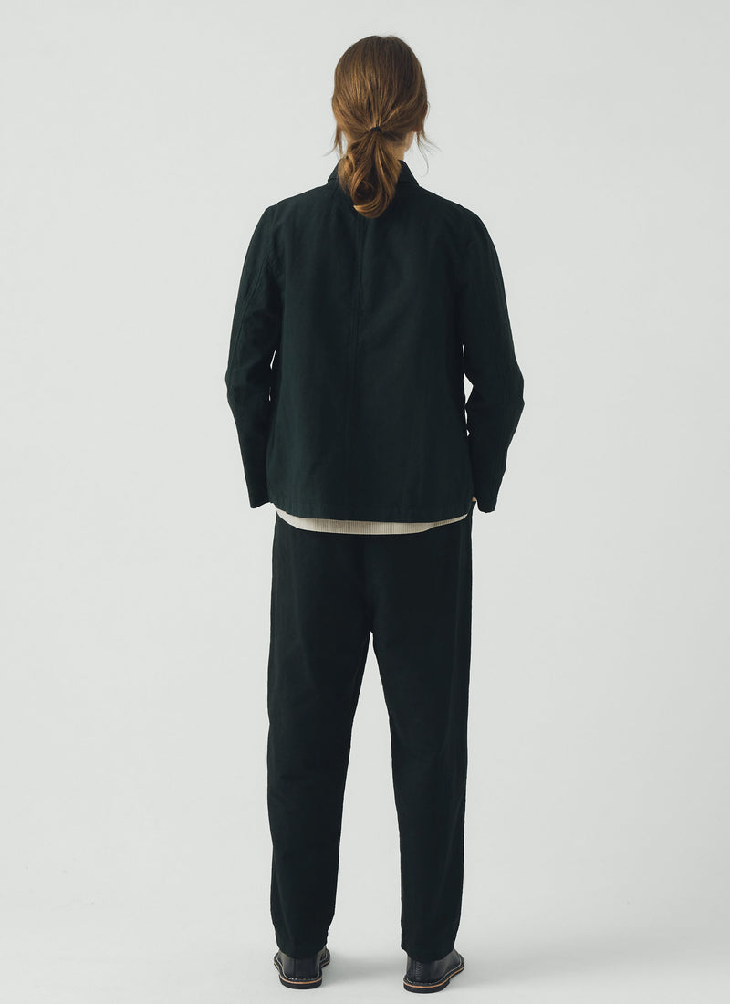 Hal Micro Houndstooth Cotton Linen Workwear Jacket | Oil Green