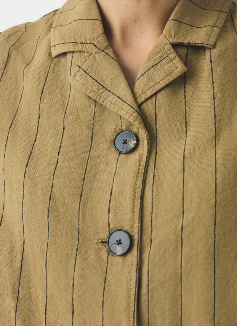 Stripe Cotton Linen Waistcoat | Fennel Seed
