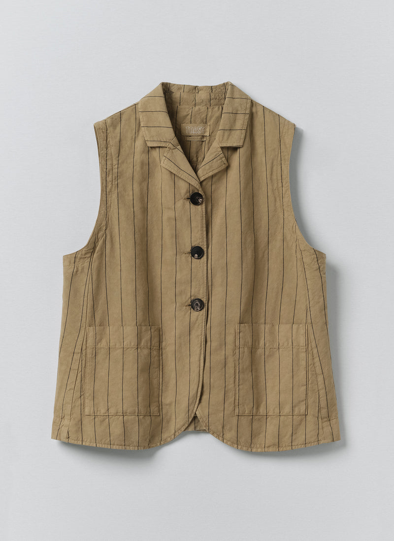 Stripe Cotton Linen Waistcoat | Fennel Seed