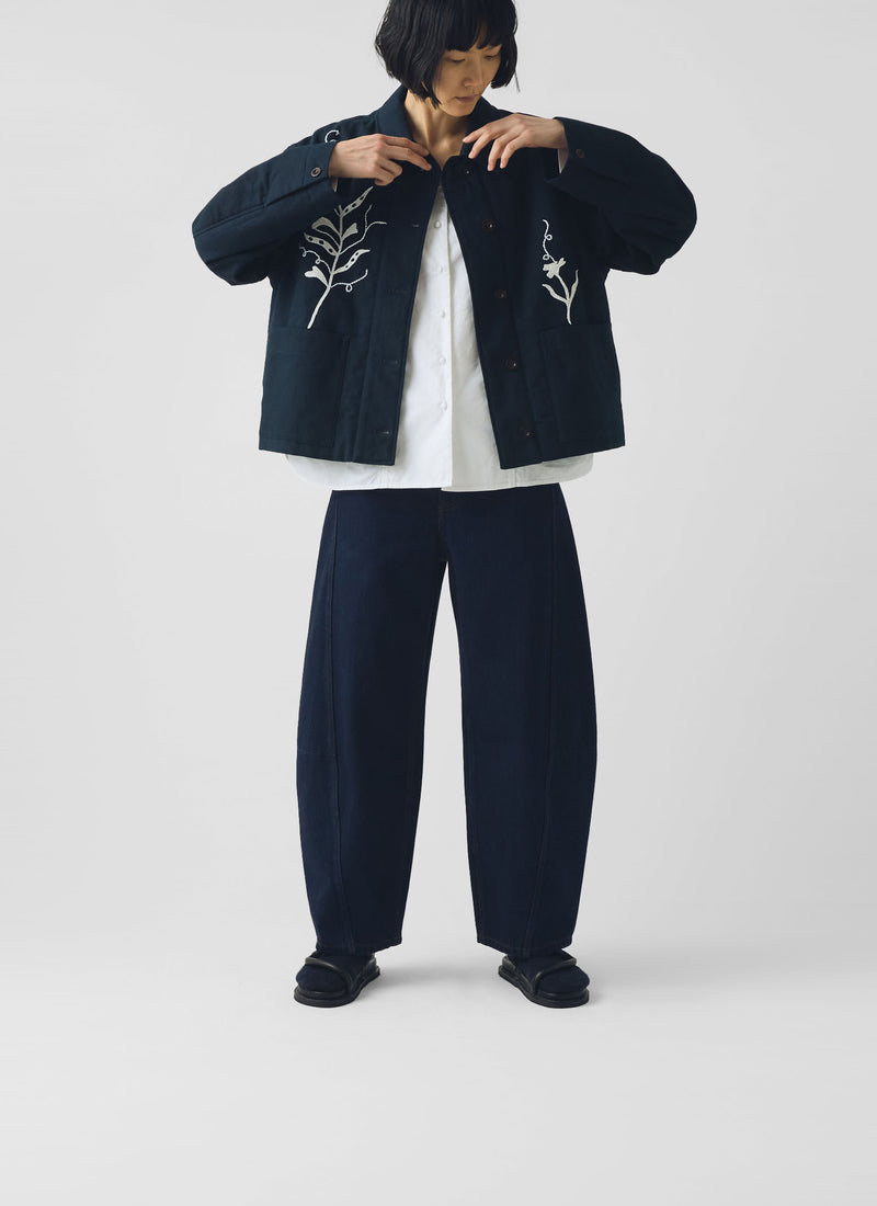 Applique Pea Shoot Jacket | Dark Denim