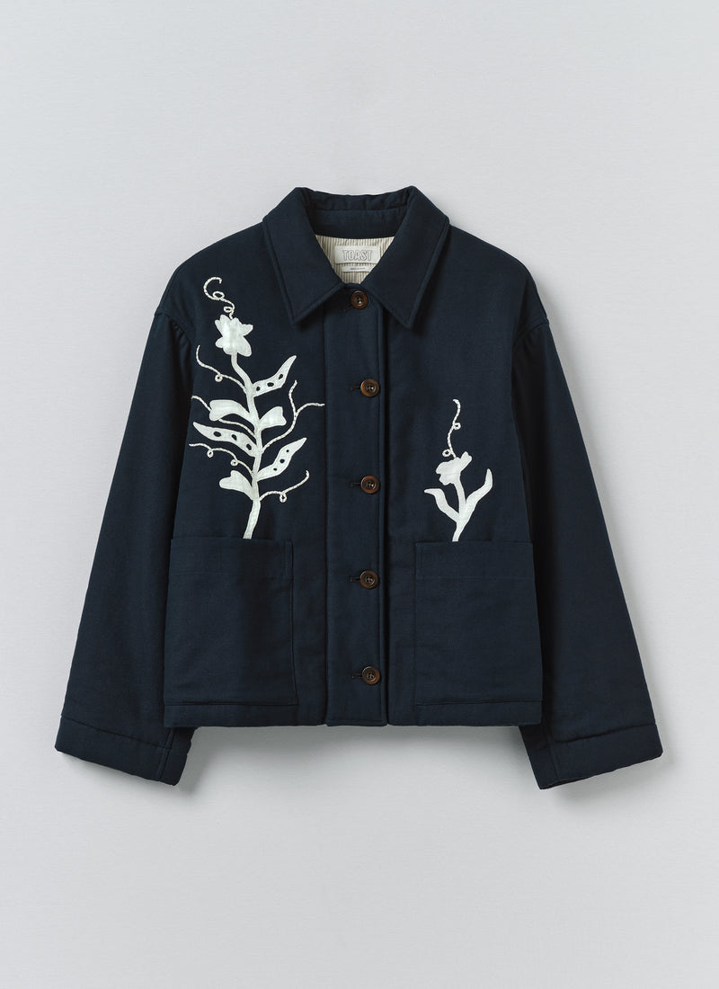 Applique Pea Shoot Jacket | Dark Denim