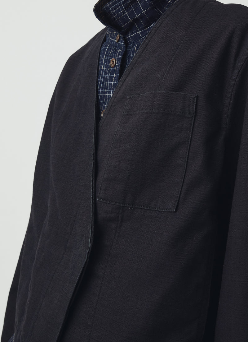 Cotton Twill Cropped Jacket | Blue Black