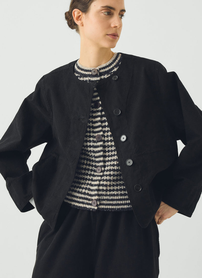 Sculpted Brushed Cotton Canvas Jacket | Black