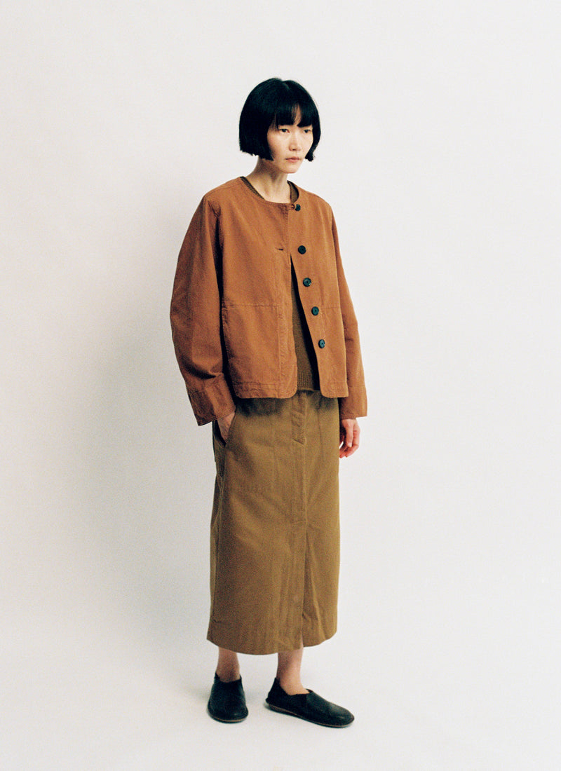 Sculpted Brushed Cotton Canvas Jacket | Brown Anise
