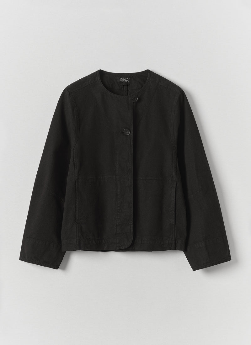 Sculpted Brushed Cotton Canvas Jacket | Black