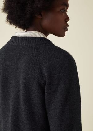 Eden Wool Cashmere Raglan Cardigan | Charcoal