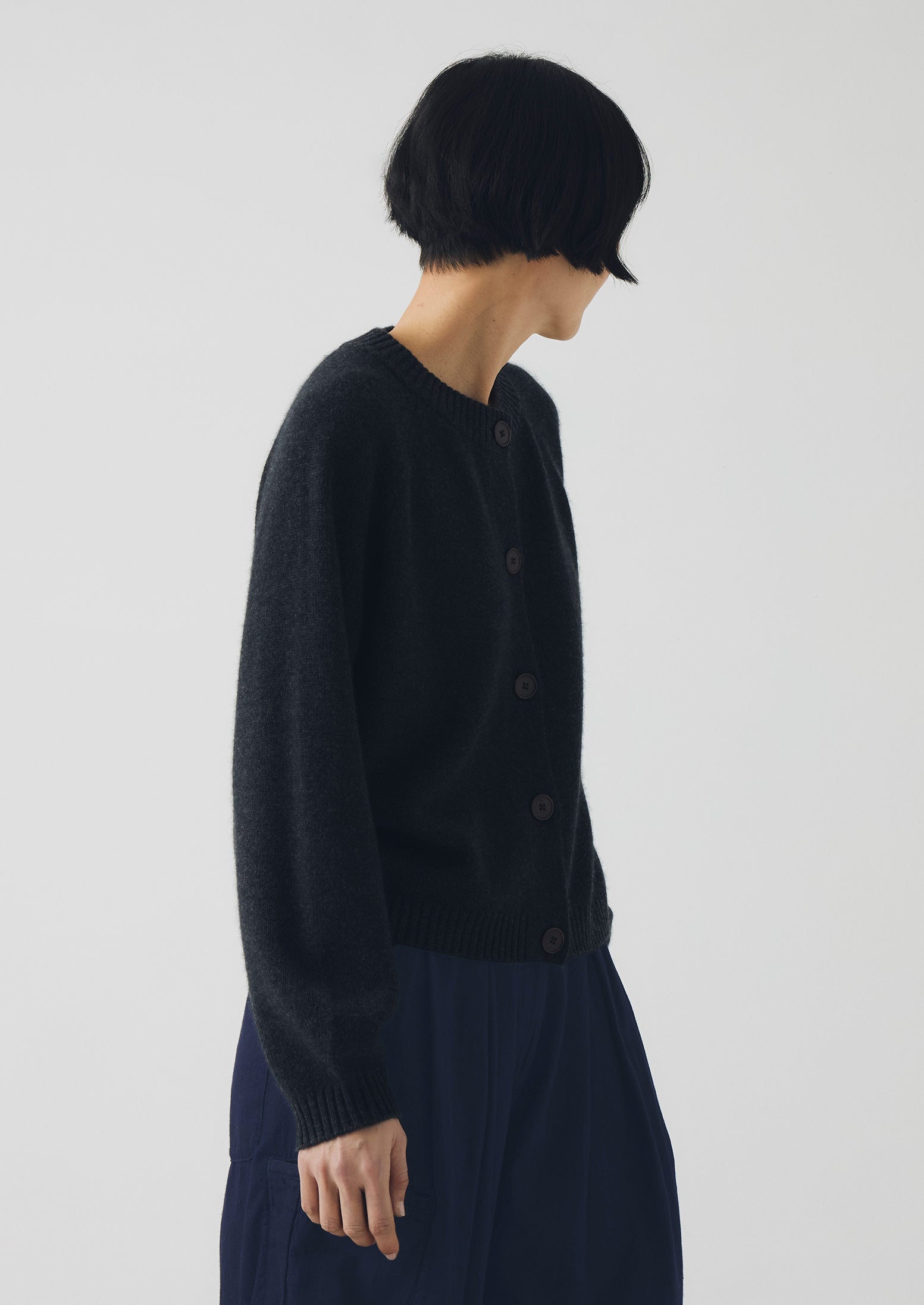 Eden Wool Cashmere Raglan Cardigan | Charcoal | TOAST