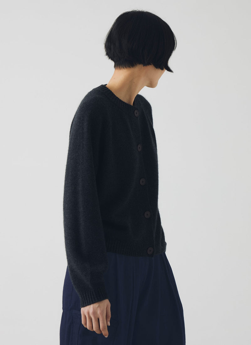 Eden Wool Cashmere Raglan Cardigan | Charcoal
