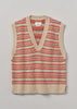 V-Neck Jacquard Knitted Tank | Oatmeal Multi