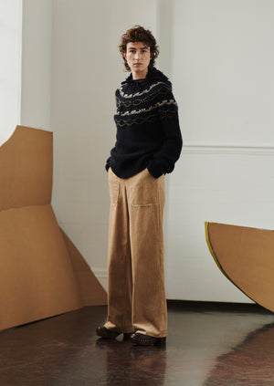 Stitch Yoke Lofty Sweater | Navy Multi