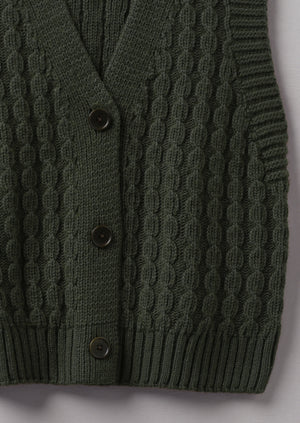 Textured Knitted Waistcoat | Darkest Olive