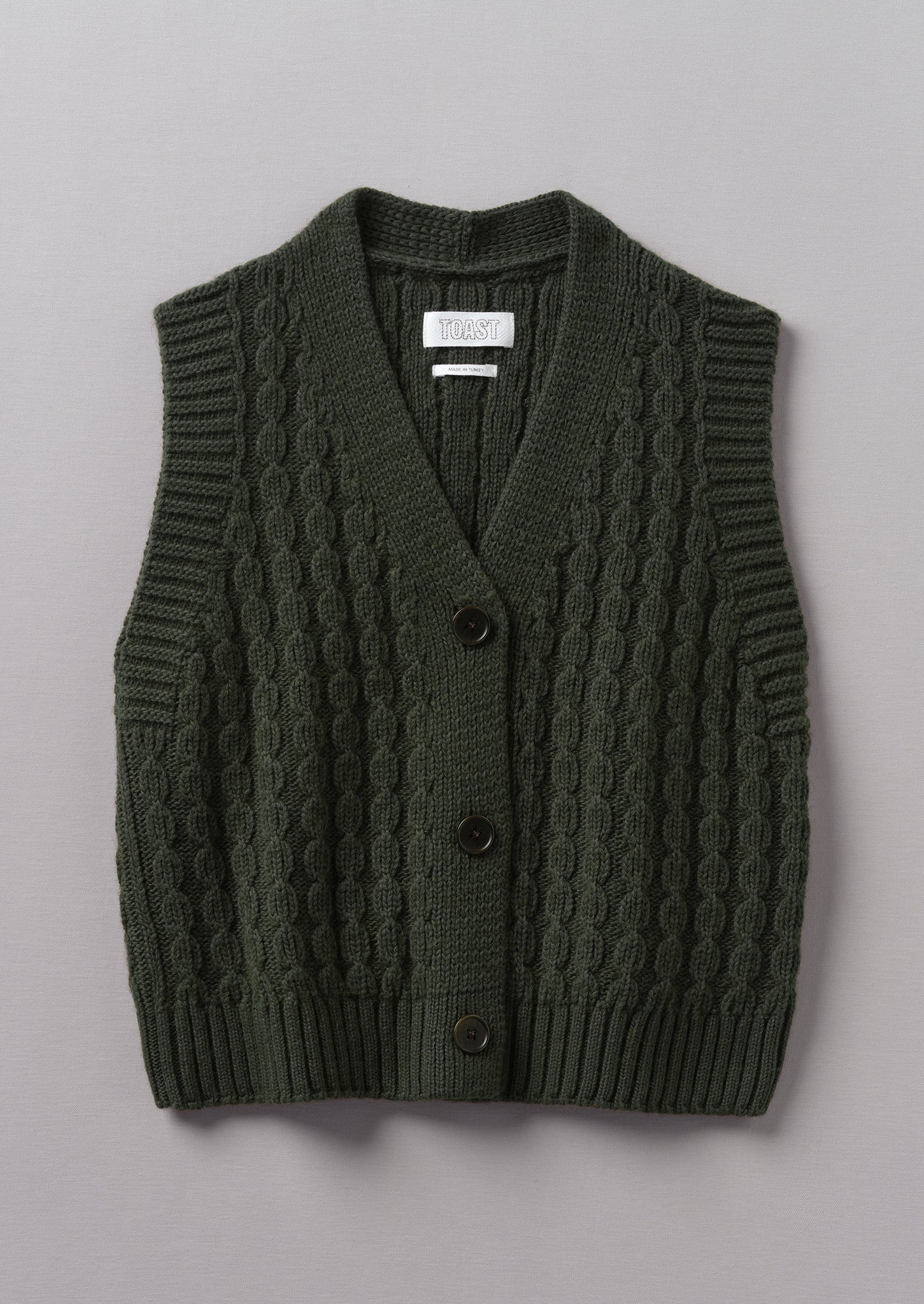 Textured Knitted Waistcoat | Darkest Olive