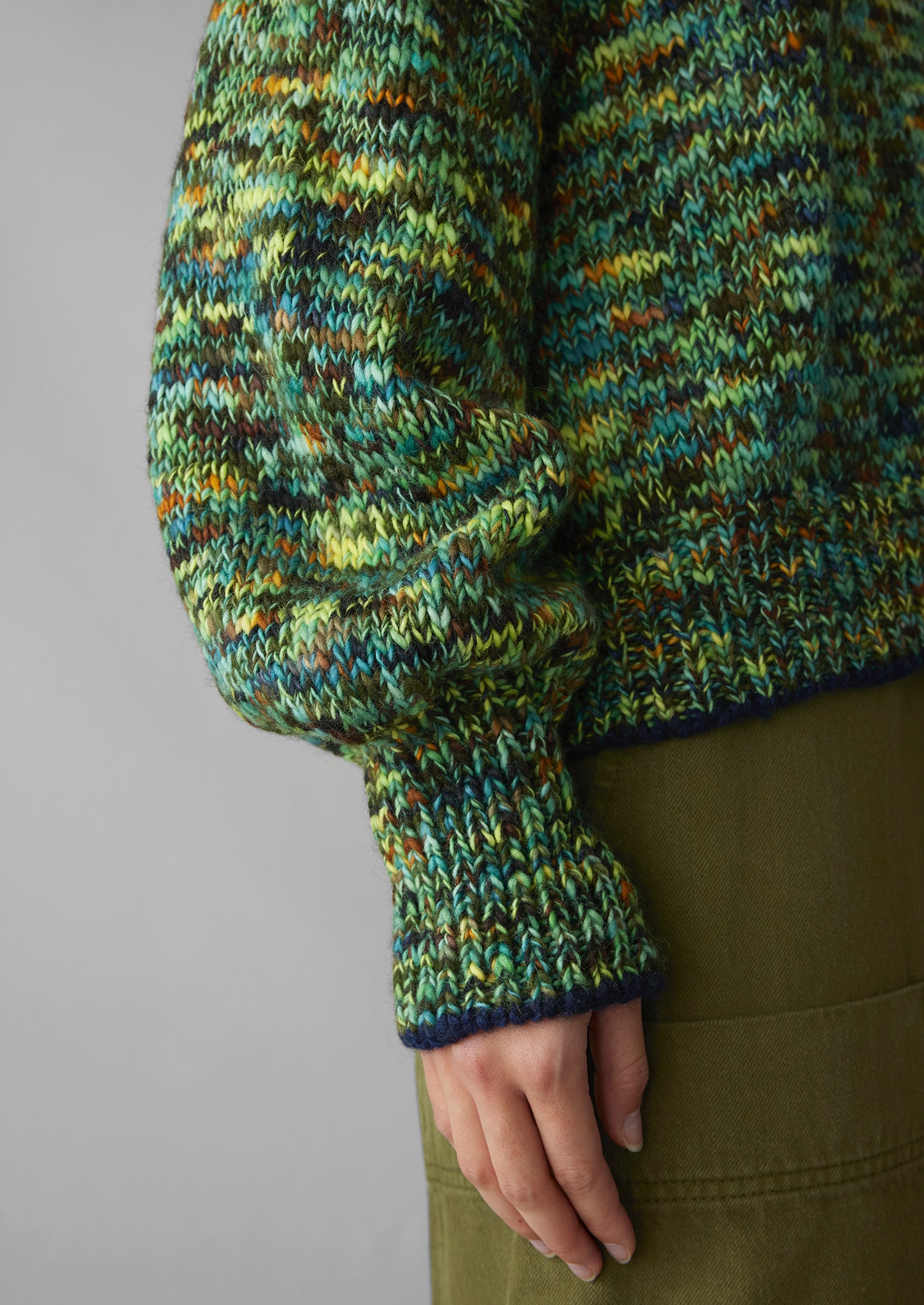 Space Dyed Hand Framed Sweater | Green Multi | TOAST