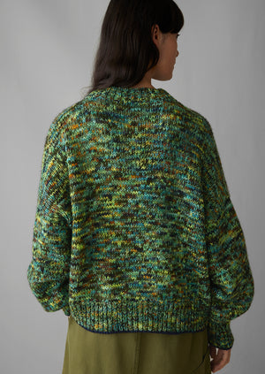 Space Dyed Hand Framed Sweater | Green Multi