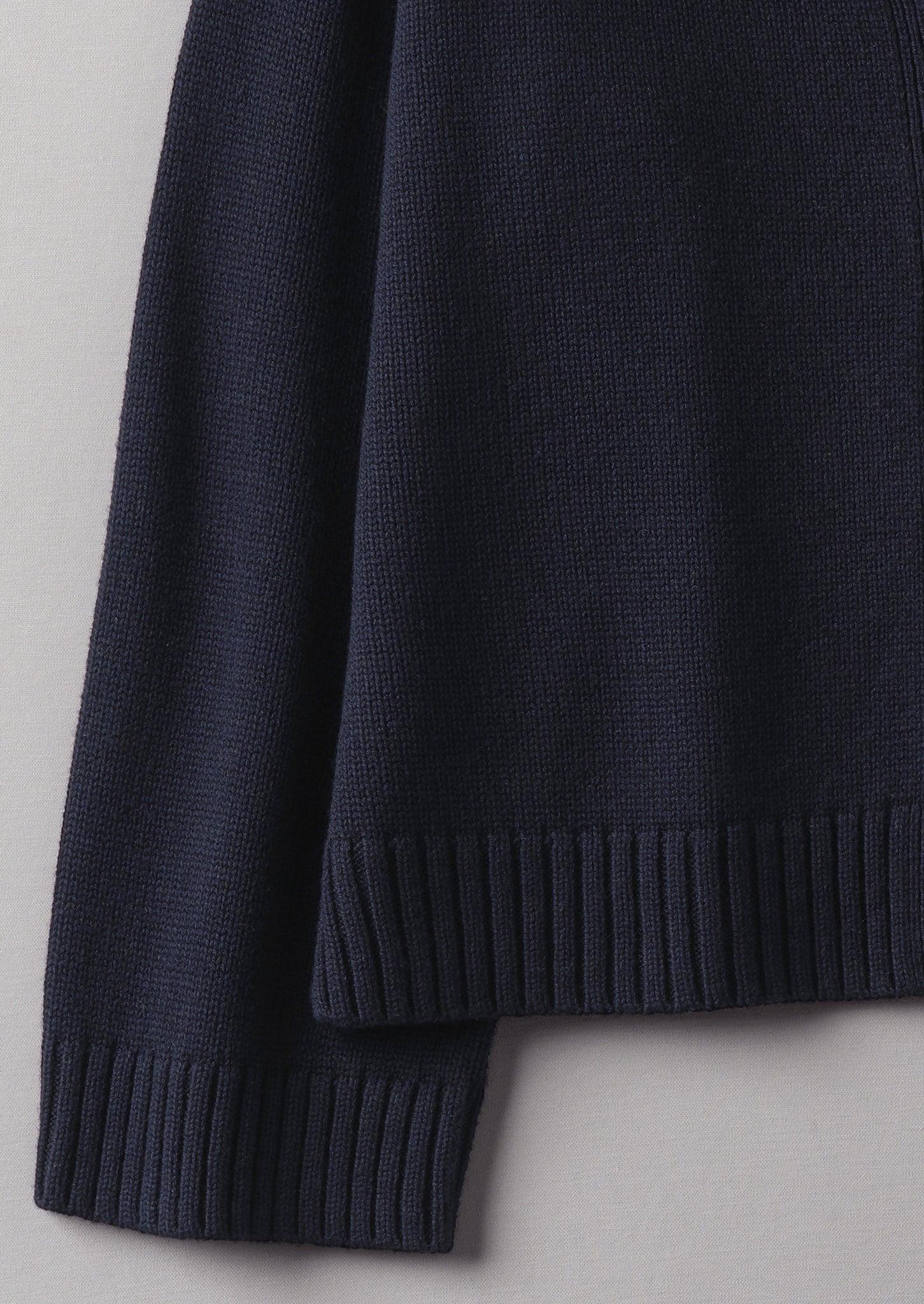 Collared Wool Cotton Boxy Cardigan | Dark Navy