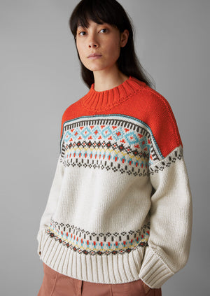 Wool Cotton Jacquard Sweater | Multi