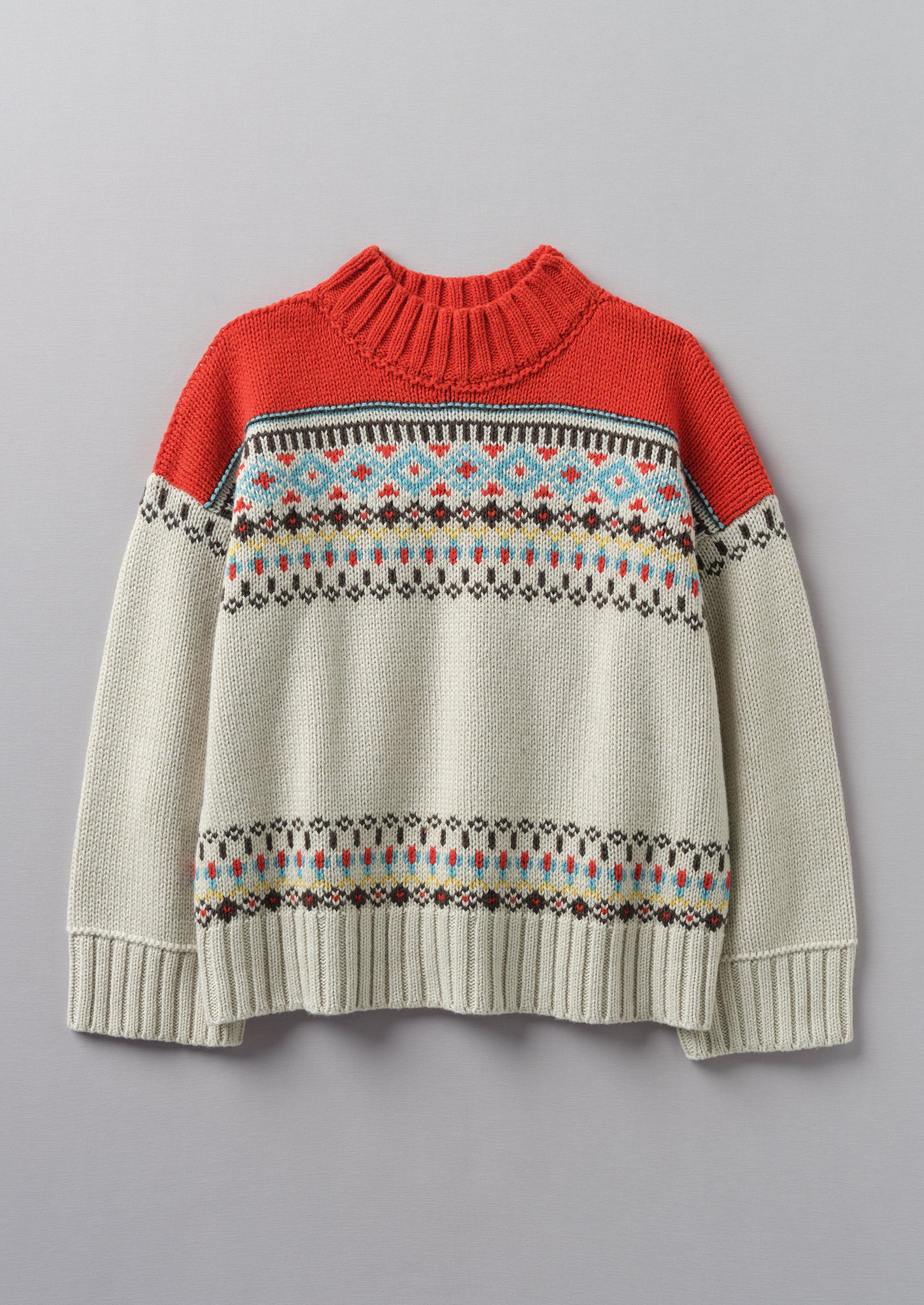Wool Cotton Jacquard Sweater | Multi