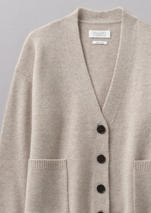 Wool Cashmere Boxy Cardigan | Putty