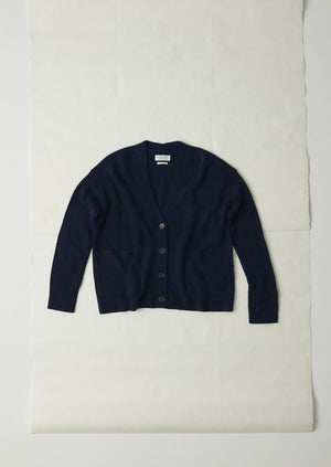 Ffion Wool Cashmere Boxy Cardigan | Darkest Navy