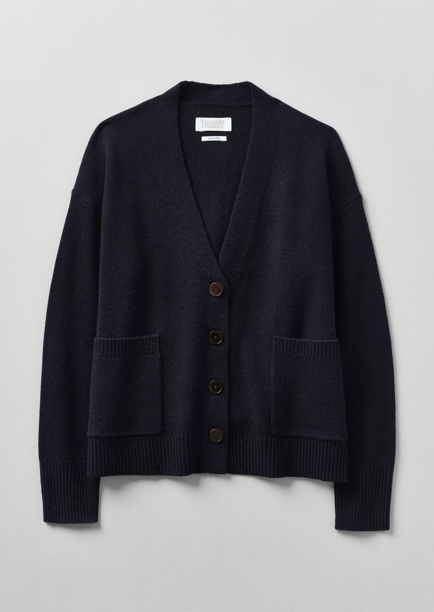 Ffion Wool Cashmere Boxy Cardigan | Darkest Navy