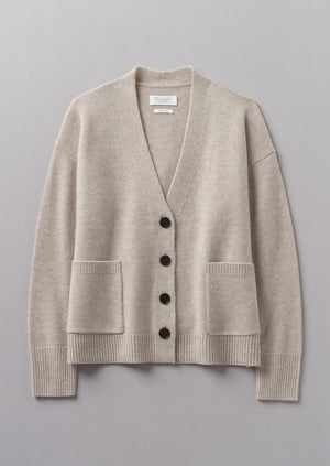 Wool Cashmere Boxy Cardigan | Putty