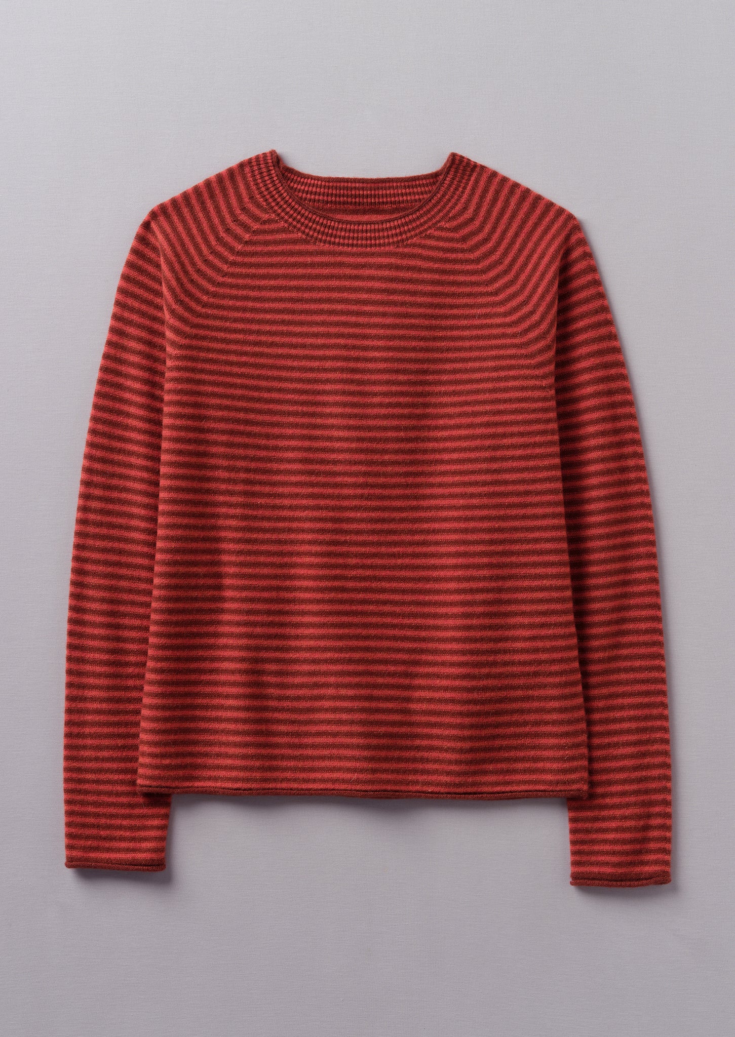 Stripe Wool Cashmere Neat Sweater | Red Earth/Harissa