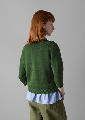 Cropped Sleeve Linen Sweater | Artichoke