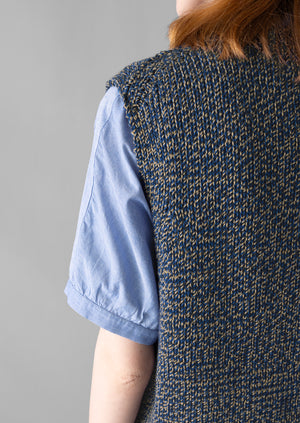 Cotton Merino Marl Knitted Tank | Blue Marl