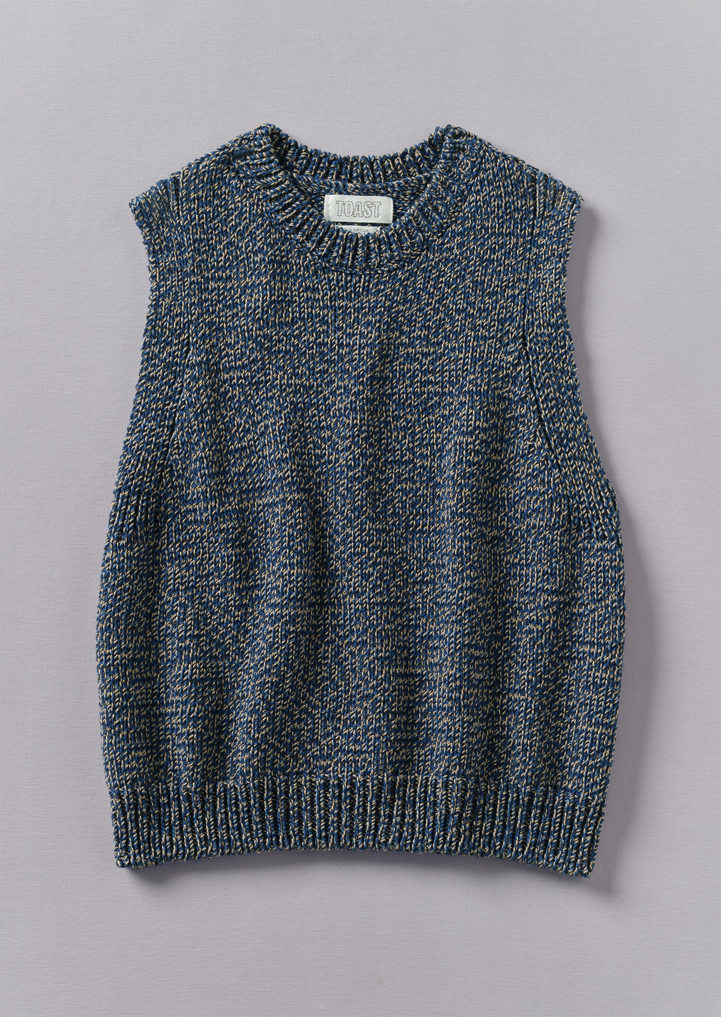 Cotton Merino Marl Knitted Tank | Blue Marl